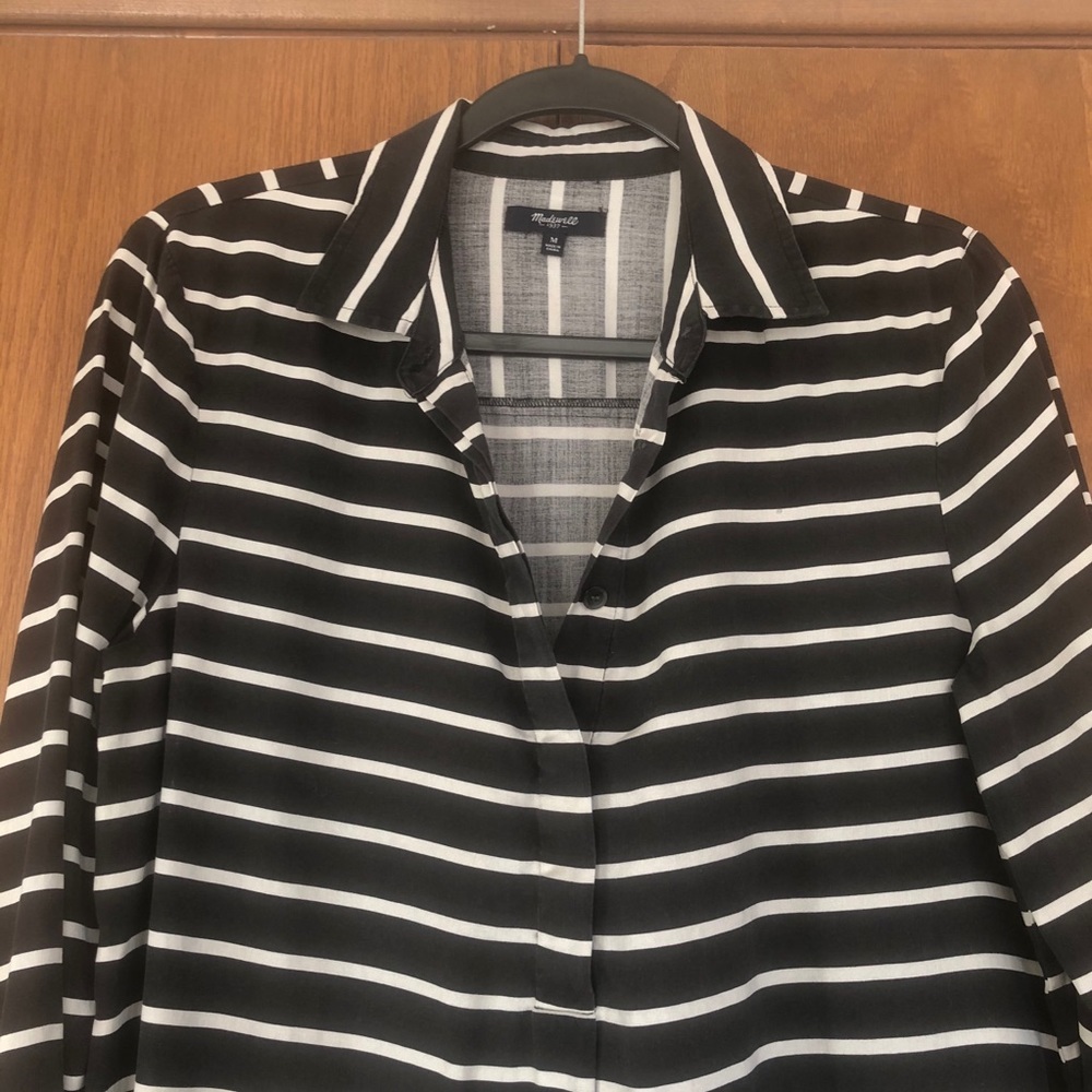 MADEWELL Lightweight Striped Tunic, Black & White, M - Picture 3 of 8